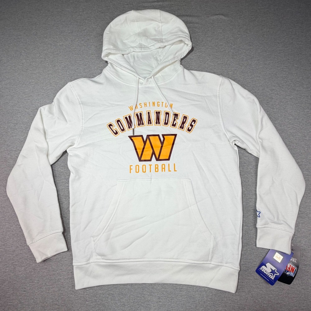 Starter NFL Washington Commanders Football Hoodie White Fleece Sweatshirt Mens M